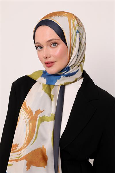 Hint İpeği Şal | Lacivert