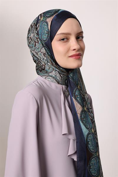 Hint İpeği Şal Lacivert