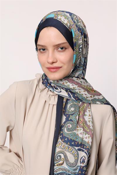 Hint İpeği Şal Lacivert