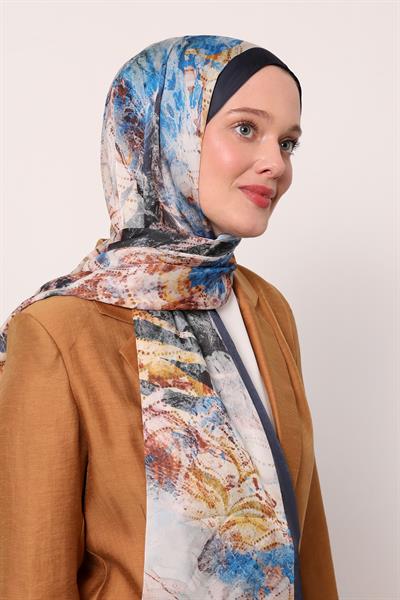 Hint İpeği Şal | Lacivert