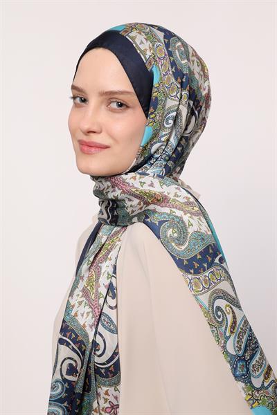 Hint İpeği Şal Lacivert