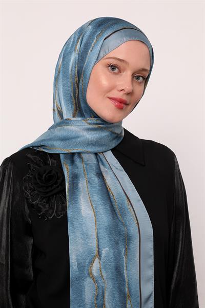 Hint İpeği Şal | Mavi