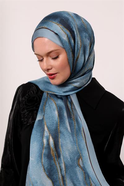 Hint İpeği Şal | Mavi