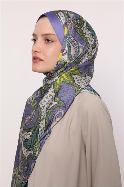 Hint İpeği Şal Mavi Sarı