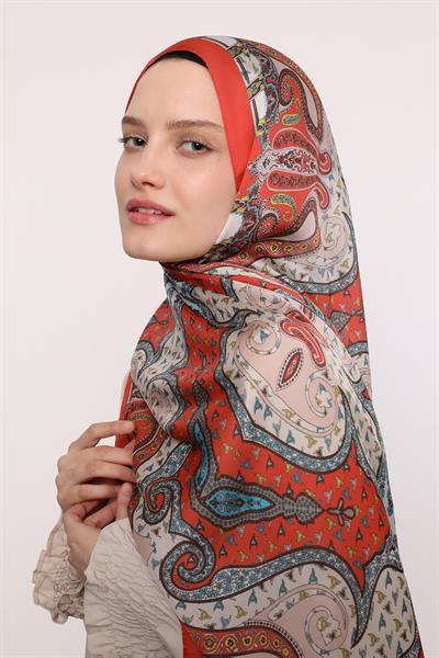 Hint İpeği Şal Mercan
