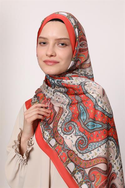 Hint İpeği Şal Mercan