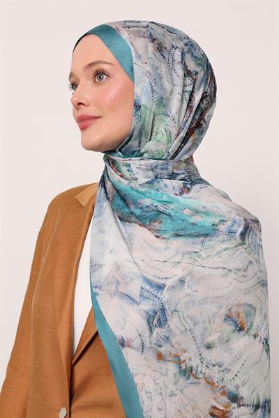 Hint İpeği Şal | Okyanus Mavisi