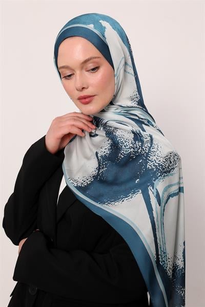Hint İpeği Şal | Okyanus Mavisi