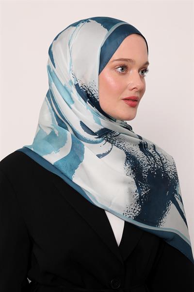 Hint İpeği Şal | Okyanus Mavisi