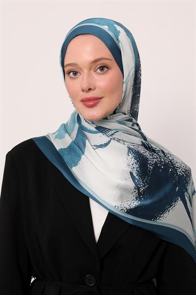 Hint İpeği Şal | Okyanus Mavisi