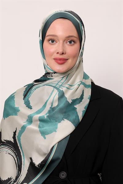 Hint İpeği Şal | Petrol