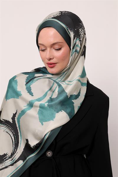 Hint İpeği Şal | Petrol