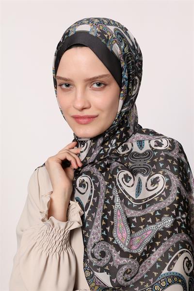 Hint İpeği Şal Siyah Gülkurusu