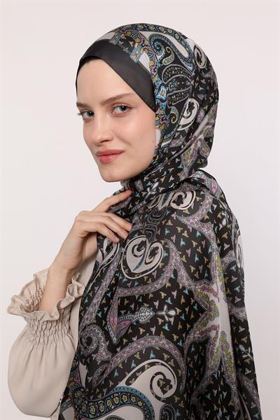 Hint İpeği Şal Siyah Gülkurusu