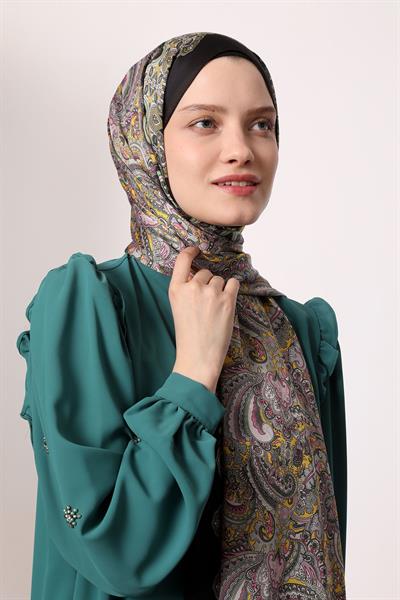 Hint İpeği Şal Siyah Lila