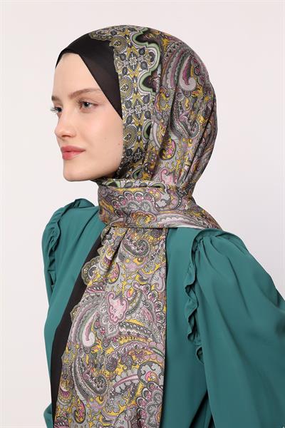 Hint İpeği Şal Siyah Lila