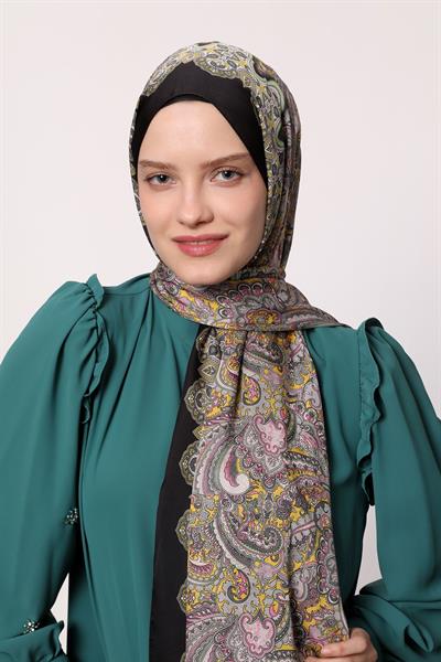 Hint İpeği Şal Siyah Lila