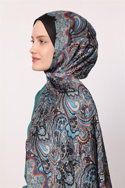 Hint İpeği Şal Siyah Mavi