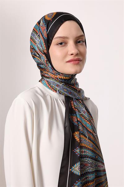 Hint İpeği Şal Siyah Mavi