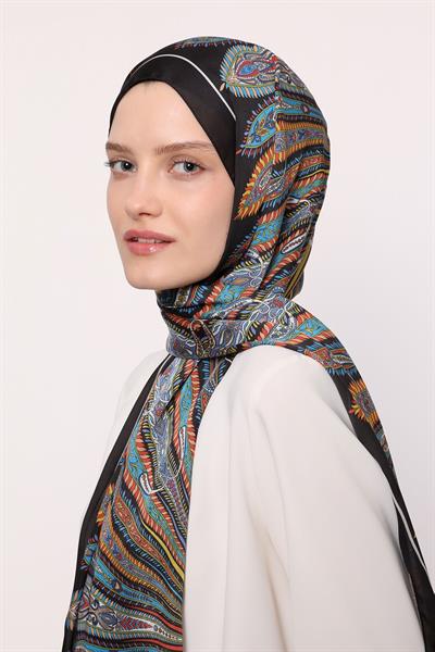 Hint İpeği Şal Siyah Mavi