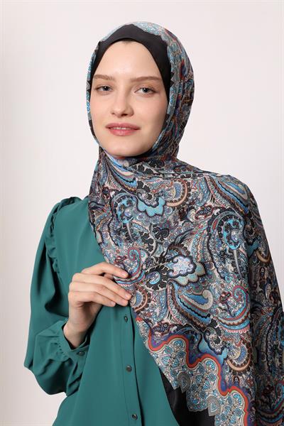 Hint İpeği Şal Siyah Mavi