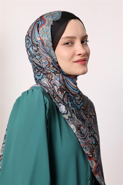 Hint İpeği Şal Siyah Mavi