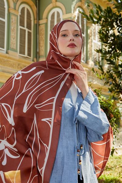 Hint İpeği Şal | Siyah-Turkuaz