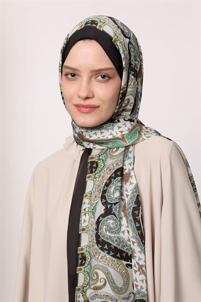 Hint İpeği Şal Siyah Turkuaz