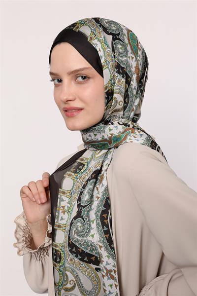 Hint İpeği Şal Siyah Turkuaz