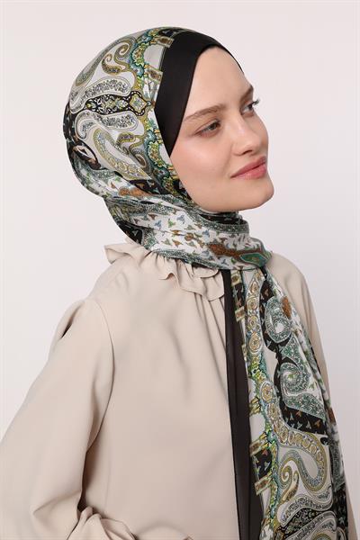 Hint İpeği Şal Siyah Turkuaz