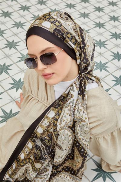 Hint İpeği Şal Siyah Vizon