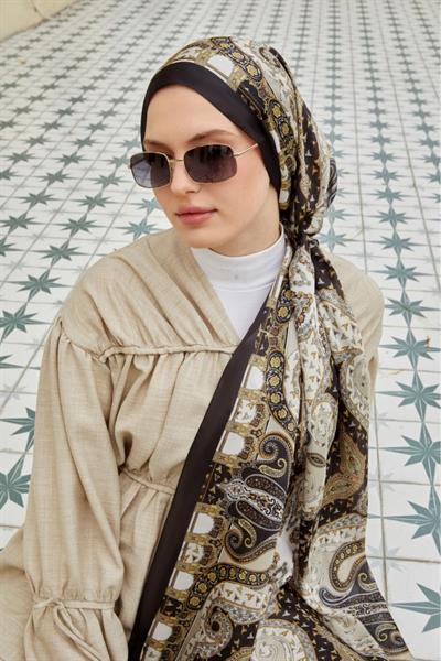 Hint İpeği Şal Siyah Vizon