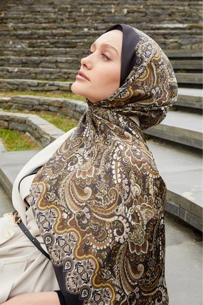 Hint İpeği Şal Siyah Vizon