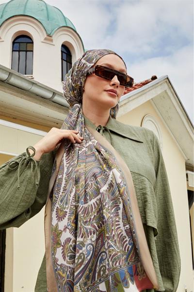 Hint İpeği Şal Vizon