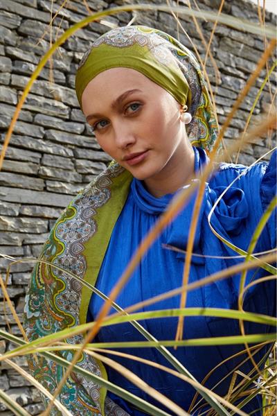 Hint İpeği Şal Yağ Yeşil