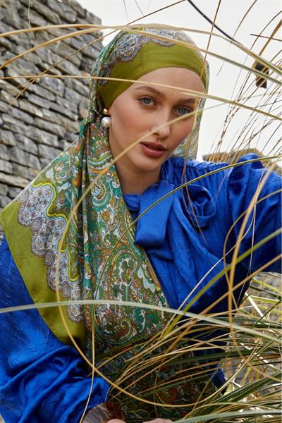 Hint İpeği Şal Yağ Yeşil