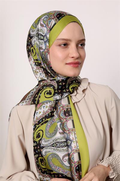 Hint İpeği Şal Yağ Yeşili