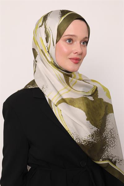 Hint İpeği Şal | Yağ Yeşili