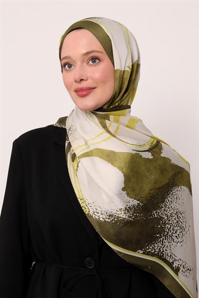 Hint İpeği Şal | Yağ Yeşili