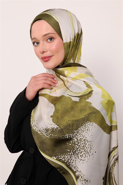 Hint İpeği Şal | Yağ Yeşili