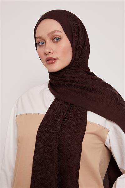 Lyocell Naia Jakarlı Şal | Acı Kahve