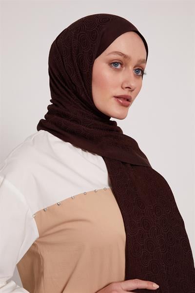 Lyocell Naia Jakarlı Şal | Acı Kahve