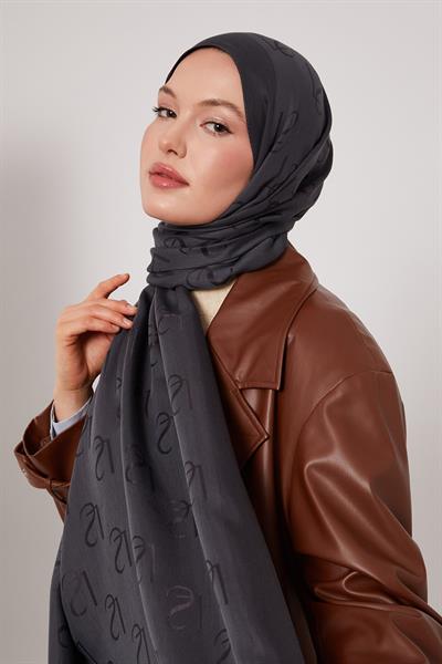 Lyocell Naia Jakarlı Şal | Gece Antrasiti