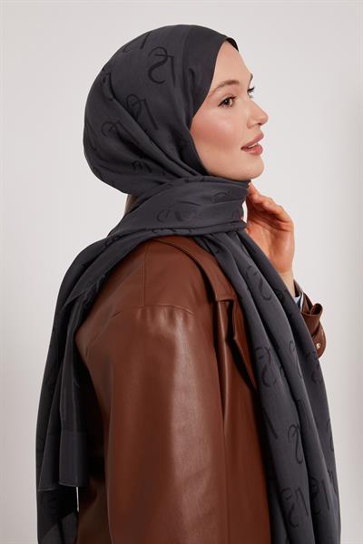 Lyocell Naia Jakarlı Şal | Gece Antrasiti