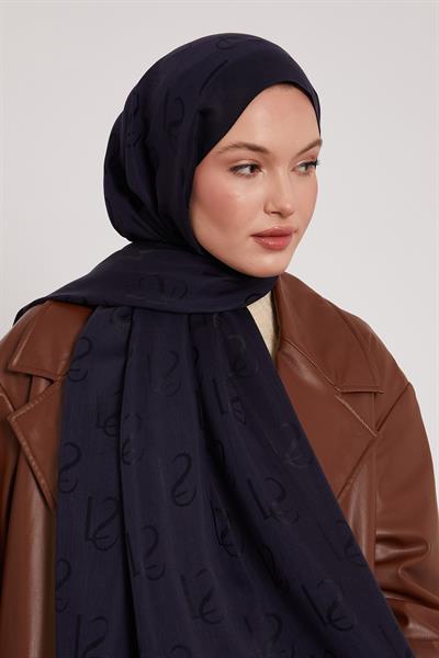Favorilere Ekle Lyocell Naia Jakarlı Şal | Koyu Lacivert