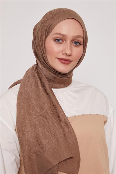 Lyocell Naia Jakarlı Şal | Meşe Kabuğu