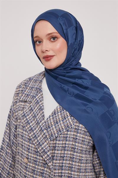 Lyocell Naia Jakarlı Şal | Mistik Mavi