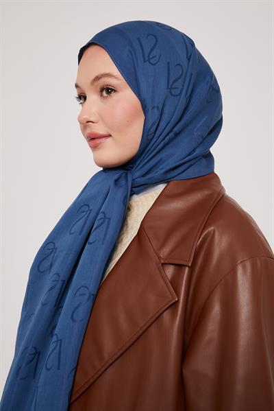 Lyocell Naia Jakarlı Şal | Mistik Mavi