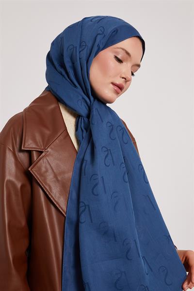 Lyocell Naia Jakarlı Şal | Mistik Mavi