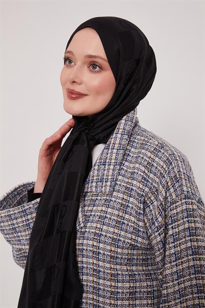 Lyocell Naia Jakarlı Şal | Sonsuz Siyah